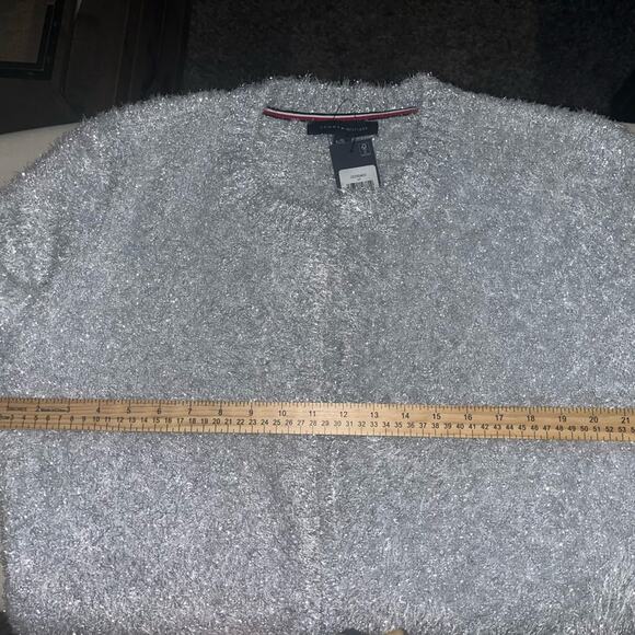 TOMMY HILFIGER FURY TINSEL METALLIC GRAY OPEN CARDIGAN SWEATER SIZE XL - Picture 5 of 10
